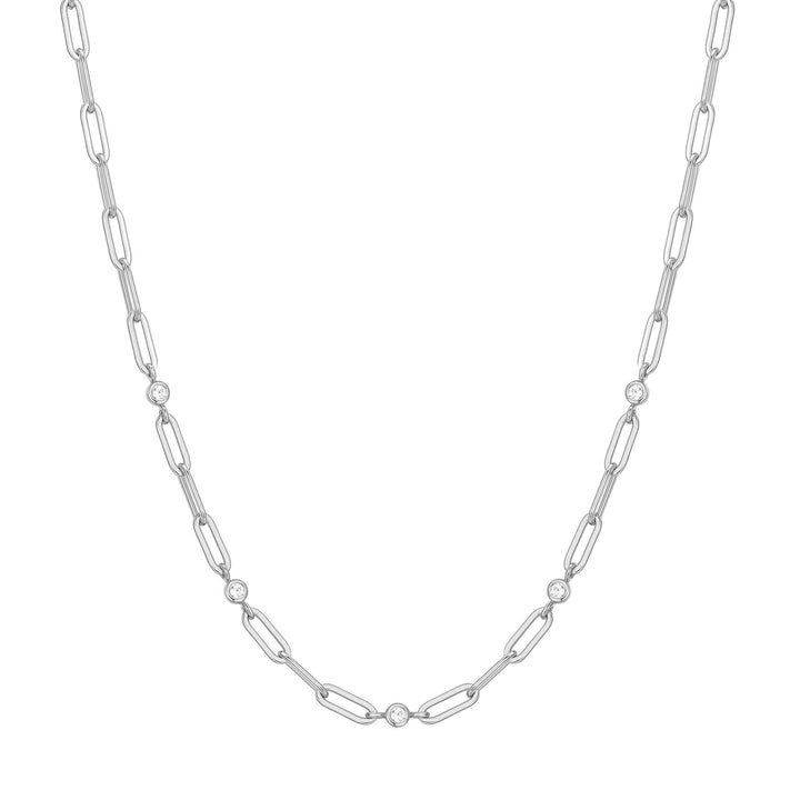 Ania Haie Silver Bezel Station Paper Clip Chain Necklace