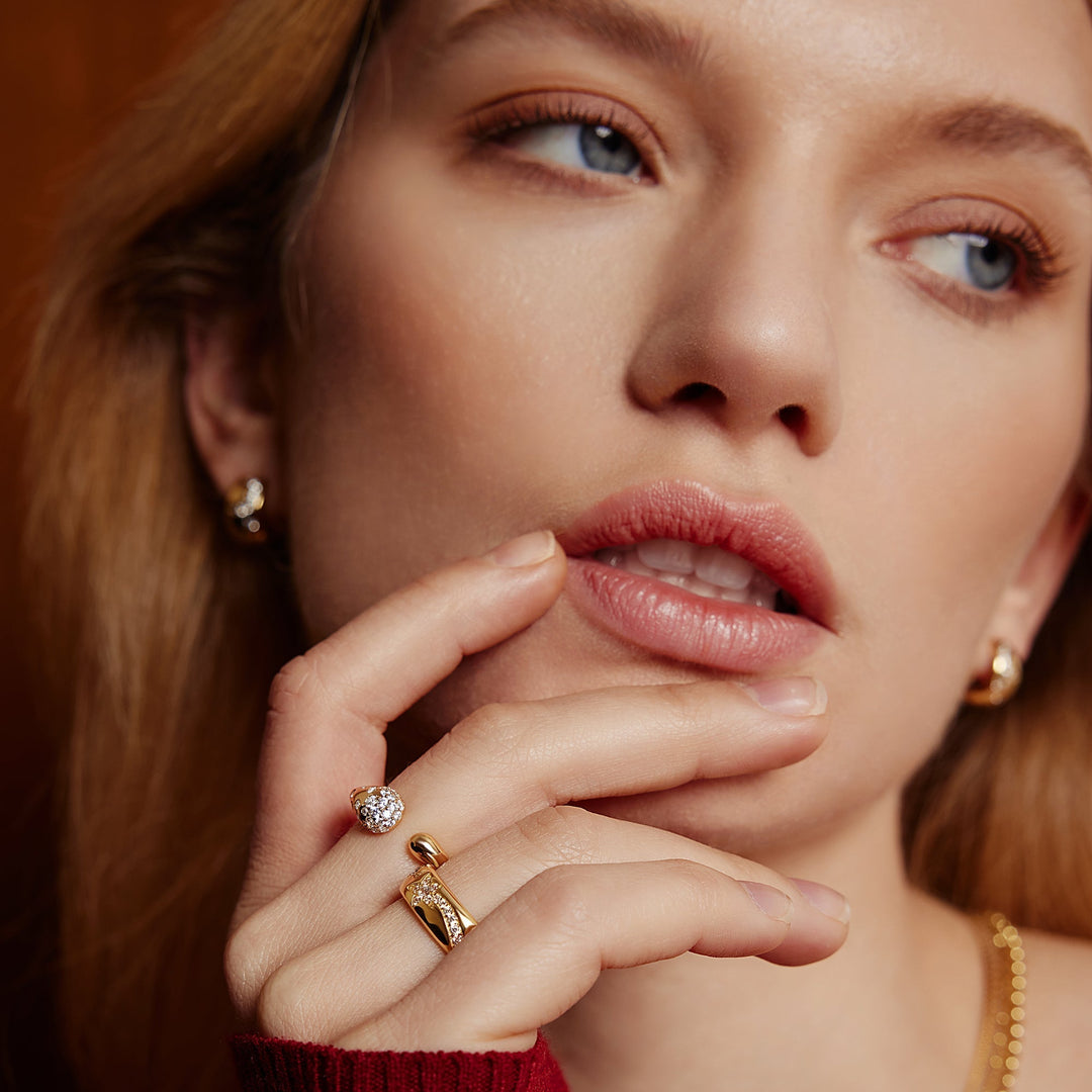 Ania Haie Gold Sparkling Sculptural Crossover Adjustable Ring