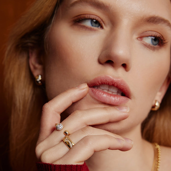 Ania Haie Gold Sparkling Sculptural Crossover Adjustable Ring