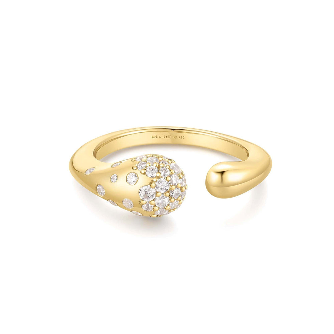 Ania Haie Gold Sparkling Sculptural Crossover Adjustable Ring