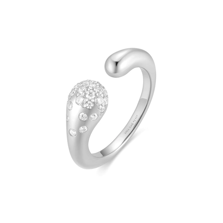 Ania Haie Silver Sparkling Sculptural Crossover Adjustable Ring