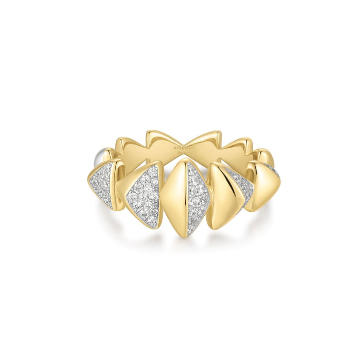 Ania Haie Two-Tone Sparkling Bold Puffy Spike Ring