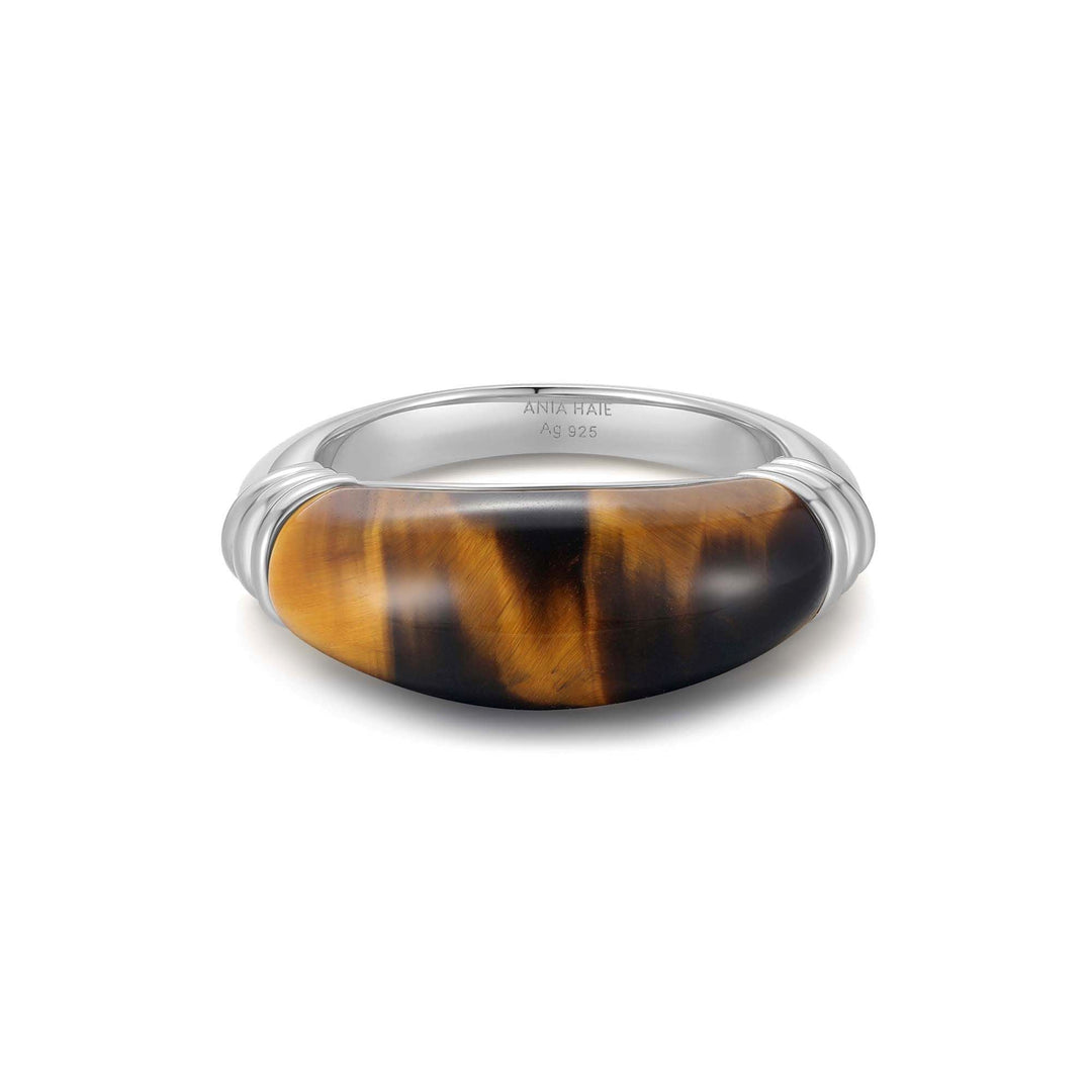 Ania Haie Silver Tiger Eye Statement Ring
