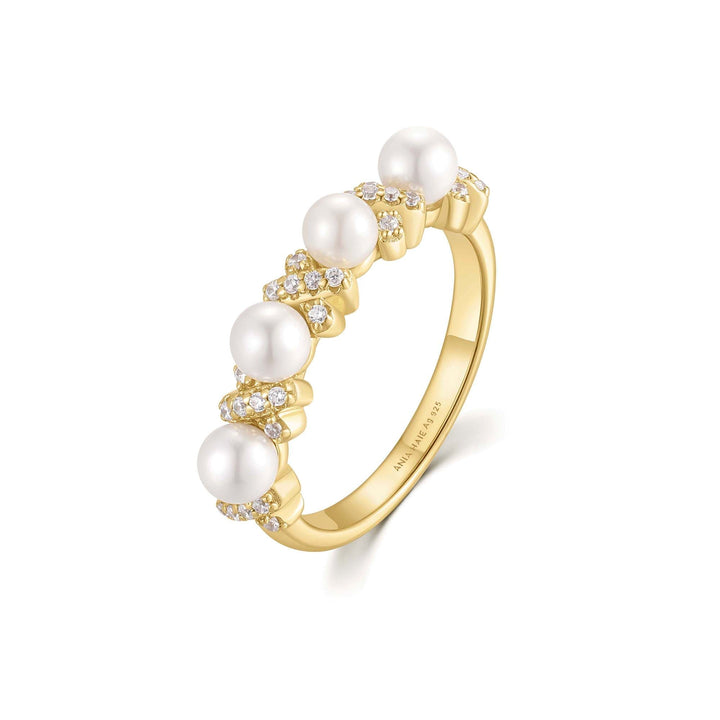 Ania Haie Gold Sparkling Braided Shell Pearl Ring