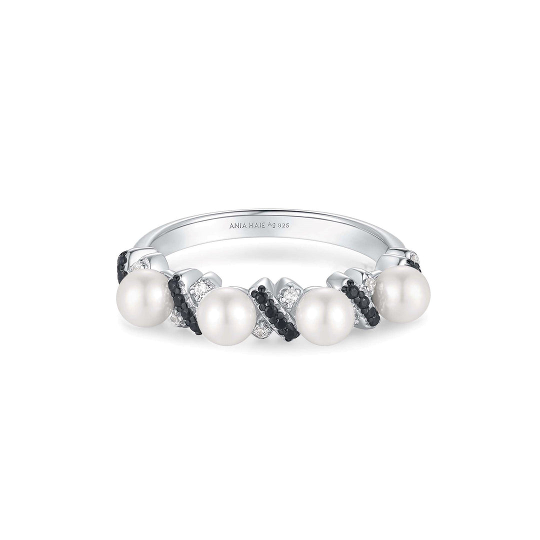 Ania Haie Two-Tone Sparkling Braided Shell Pearl Ring