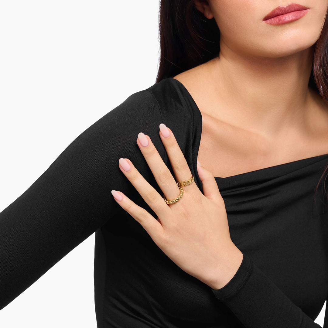 THOMAS SABO Box chain ring gold-plated