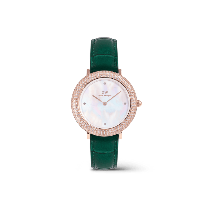 Daniel Wellington Crystalline Bezel Green Croc Rose Gold Watch
