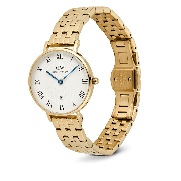 Daniel Wellington Petite Roman Numerals Date 5-link Gold