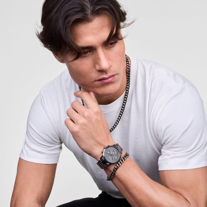 Daniel Wellington Ellipse Cuban Chain Necklace Graphite