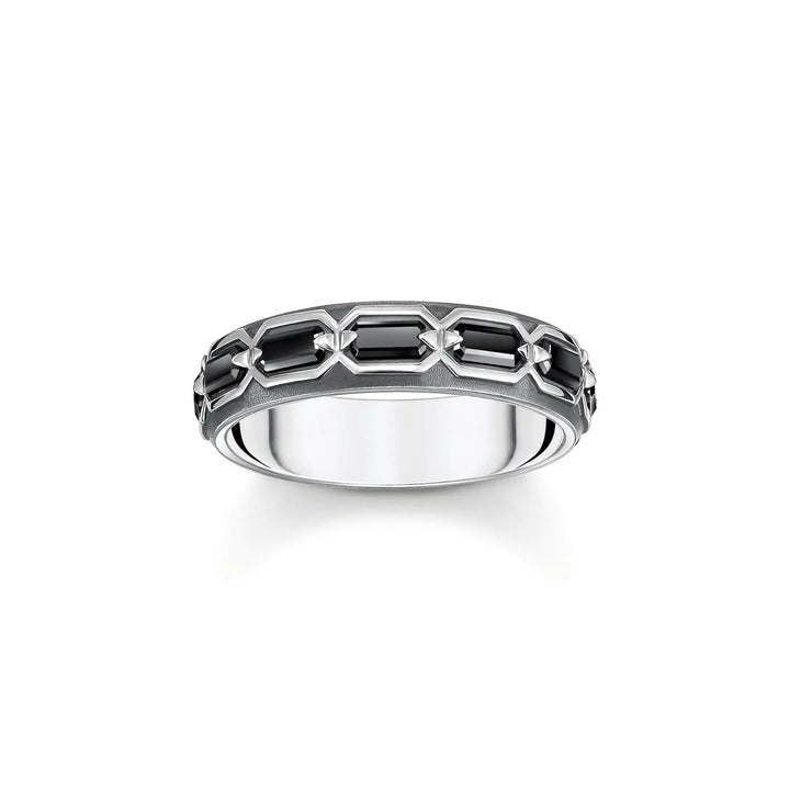 THOMAS SABO RING CROCODILE SHELL WITH STONES SILVER BLACKENED TR2423BM
