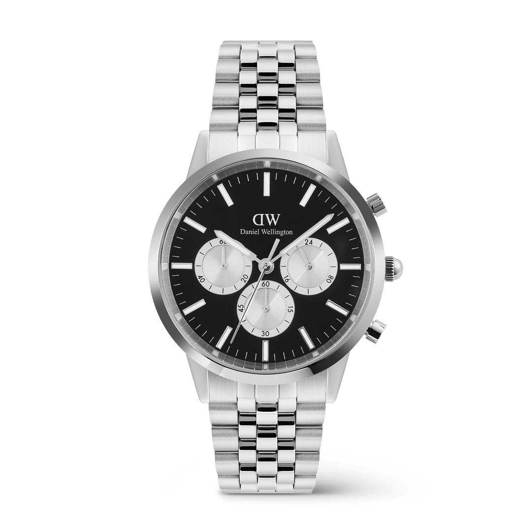 Daniel Wellington Iconic Chronograph Arch 5-Link Onyx Panda Silver