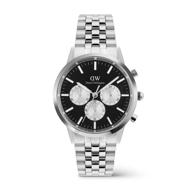 Daniel Wellington Iconic Chronograph Arch 5-Link Onyx Panda Silver