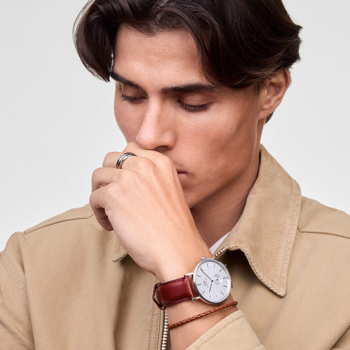 Daniel Wellington Daniel Braided Leather Bracelet St Mawes 2.8 Silver