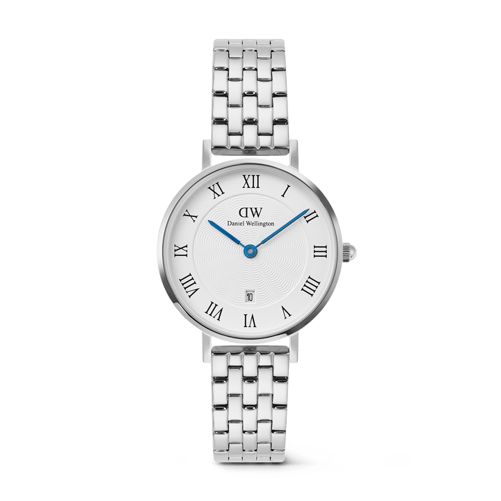 Daniel Wellington Petite Roman Numerals Date 5-link  Silver