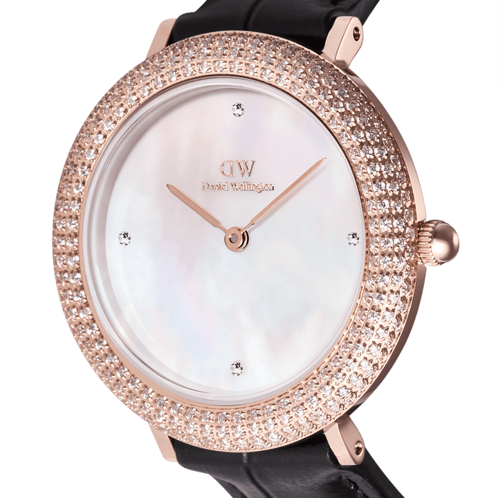 Daniel Wellington Crystalline Bezel Black Croc Rose Gold Watch
