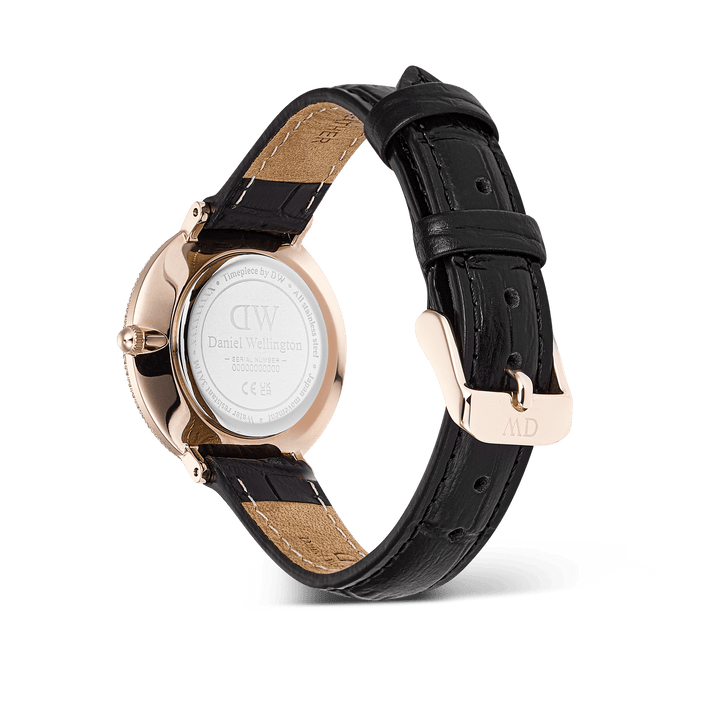 Daniel Wellington Crystalline Bezel Black Croc Rose Gold Watch