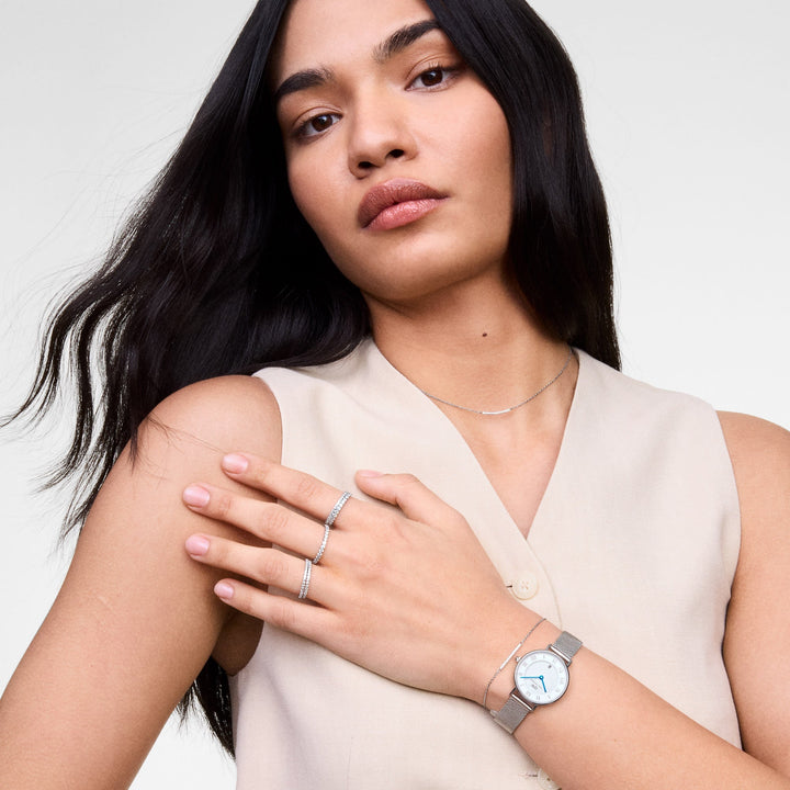 Daniel Wellington Petite Roman Numerals Date Silver