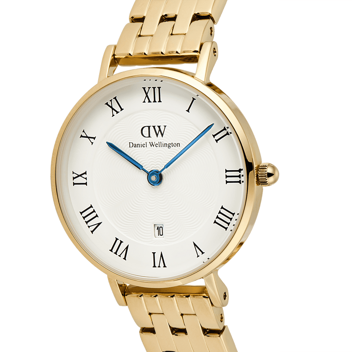 Daniel Wellington Petite Roman Numerals Date 5-link Gold