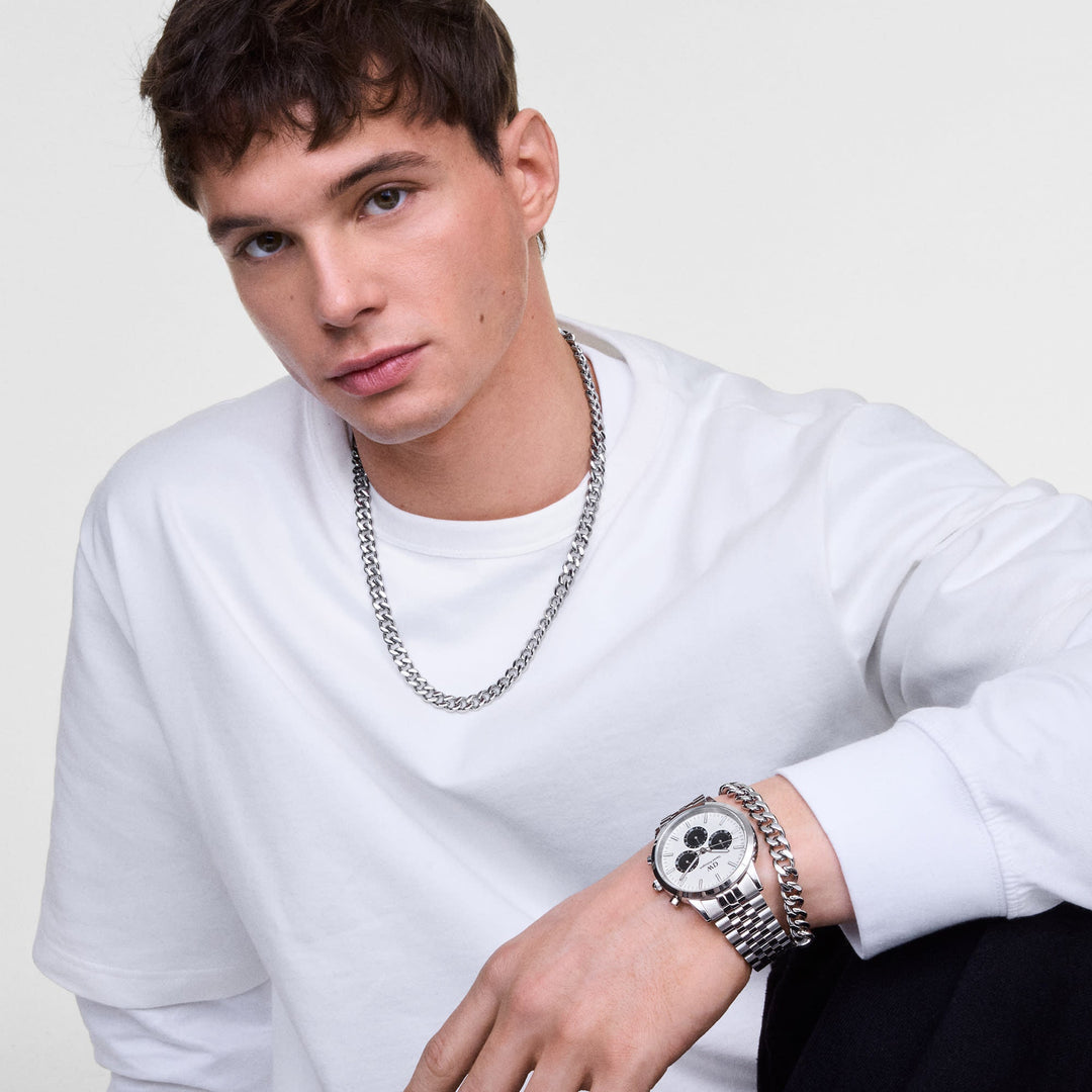 Daniel Wellington Ellipse Cuban Chain Necklace Silver