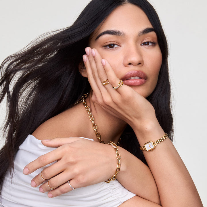 Daniel Wellington Quadro Mini Arch 3-link White Sunray Rose Gold