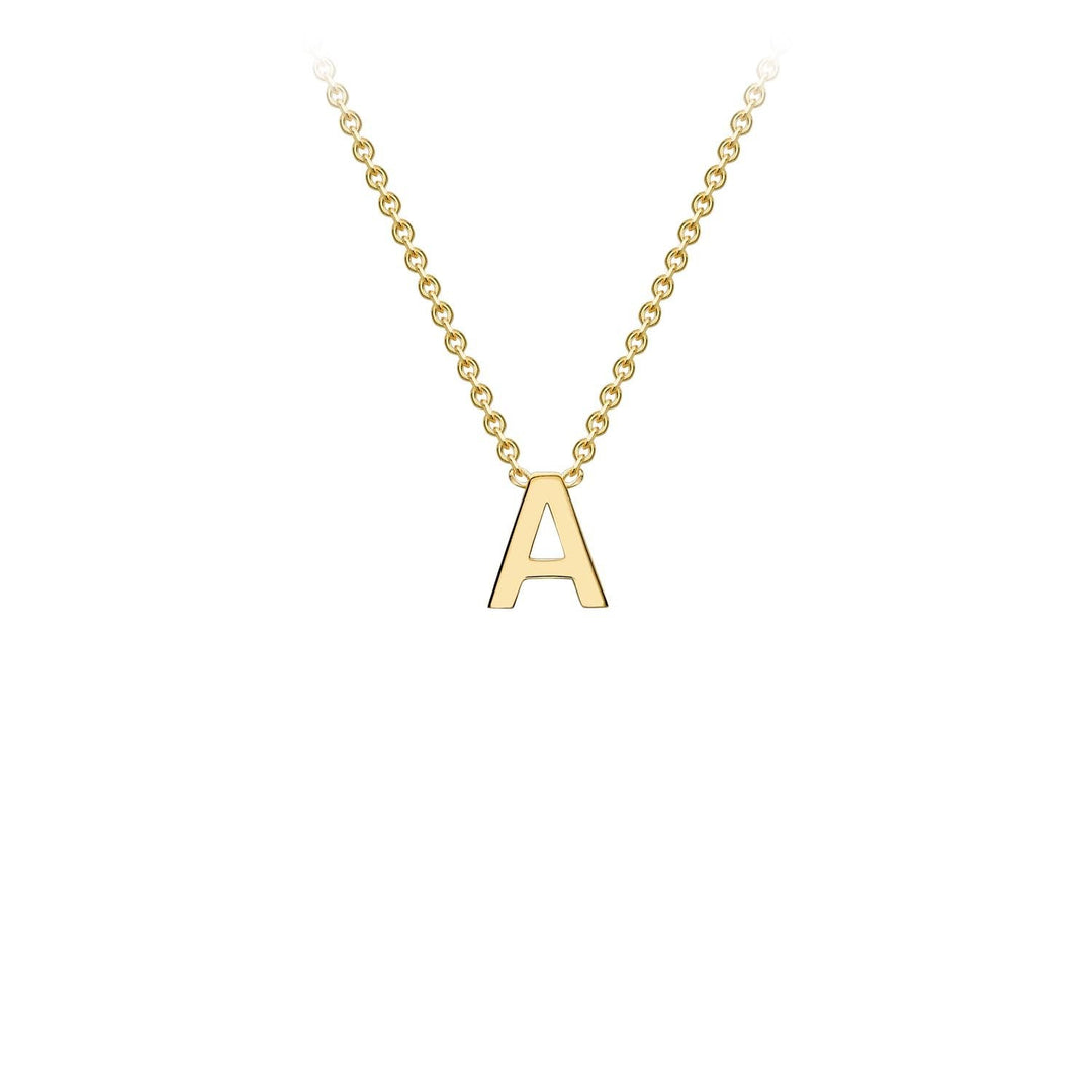 9K Yellow Gold 'A' Initial Adjustable Necklace 38cm/43cm Australia