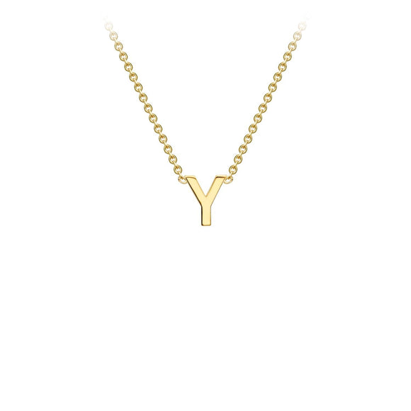 9K Yellow Gold 'Y' Initial Adjustable Necklace 38cm/43cm | The Jewellery Boutique Australia
