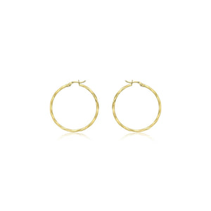 9K Yellow Gold 33mm Diamond Cut Faceted Hoop Creole Earrings