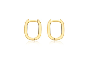 9K Yellow Gold Small Rectangle Creole Earrings 13.5mm