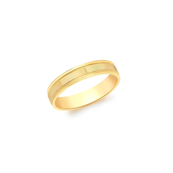 9K Yellow Gold Diamond Cut Ribbed-Centre Band Ring