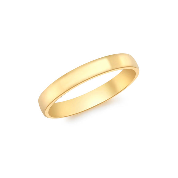 9K Yellow Gold 3mm Court Ring