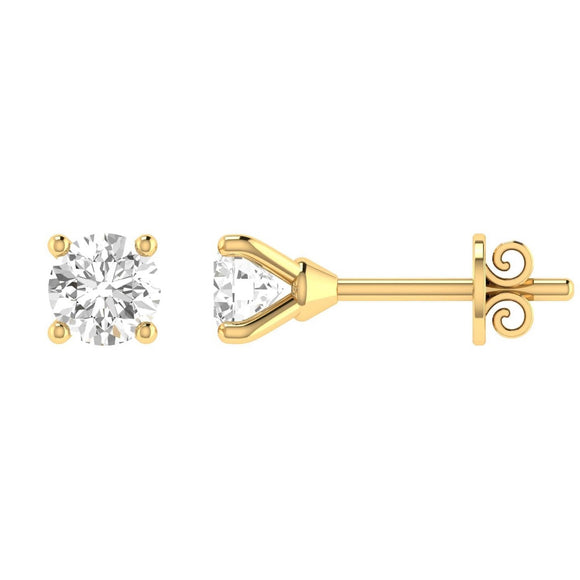 Diamond Stud Earrings with 0.90ct Diamonds in 18K Yellow Gold - 18YCE90