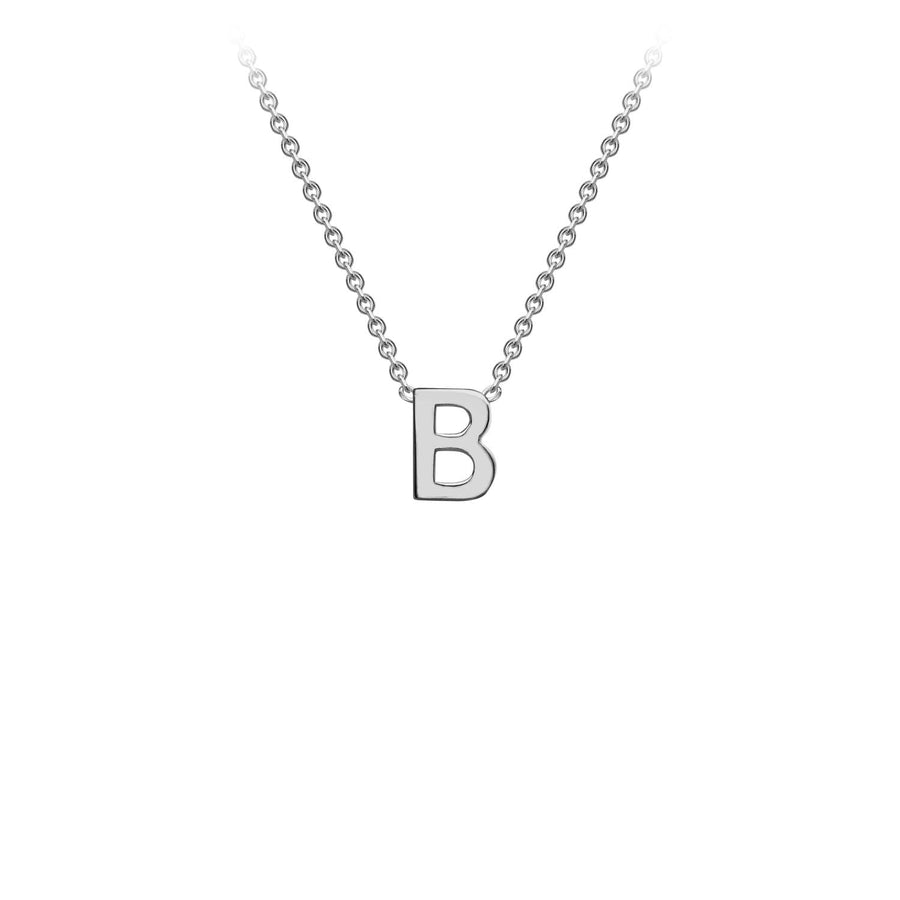 9K White Gold 'B' Initial Adjustable Necklace 38cm/43cm | The Jewellery Boutique Australia