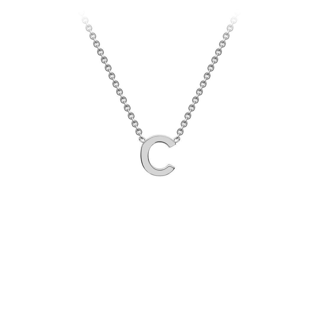 9K White Gold 'C' Initial Adjustable Necklace 38cm/43cm | The Jewellery Boutique Australia