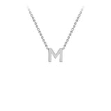 9K White Gold 'M' Initial Adjustable Necklace 38cm/43cm | The Jewellery Boutique Australia