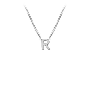 9K White Gold 'R' Initial Adjustable Necklace 38cm/43cm | The Jewellery Boutique Australia