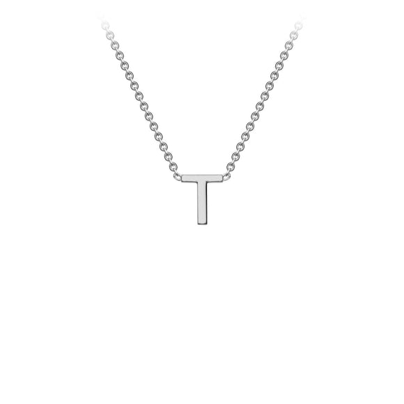9K White Gold 'T' Initial Adjustable Necklace 38cm/43cm | The Jewellery Boutique Australia
