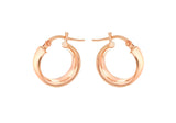 9K Rose Gold 6mm Band 14mm Creole Earrings