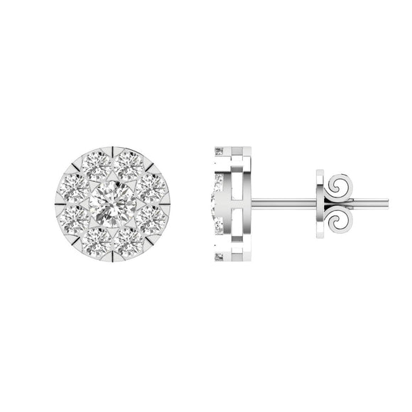 Cluster Diamond Stud Earrings with 0.20ct Diamonds in 9K White Gold - 9WECLUS20GH