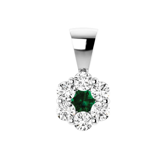 Emerald Diamond Pendant with 0.19ct Diamonds in 9K White Gold - 9WRP25GHE