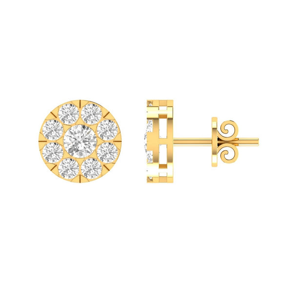 Cluster Diamond Stud Earrings with 0.20ct Diamonds in 9K Yellow Gold - 9YECLUS20GH