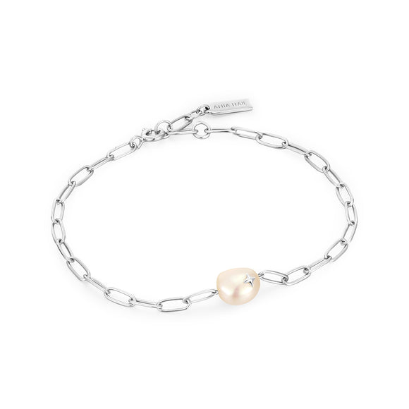 Ania Haie Silver Pearl Sparkle Chunky Chain Bracelet B043-03H