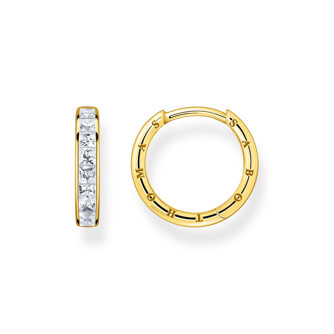 Thomas Sabo Hoop earrings white stones pavé gold