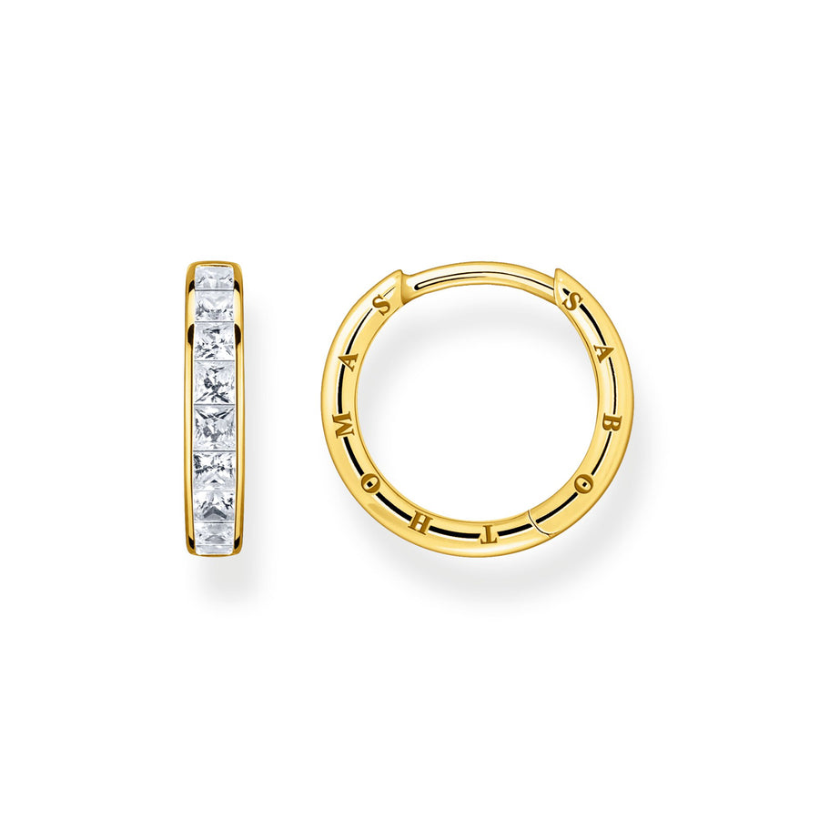 Thomas Sabo Hoop earrings white stones pavé gold