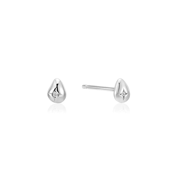 Ania Haie Silver Pebble Sparkle Stud Earrings E043-05H