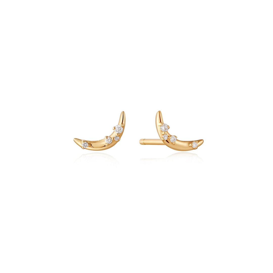 Ania Haie 14kt Gold Stargazer Natural Diamond Moon Stud Earrings EAU002-04YG