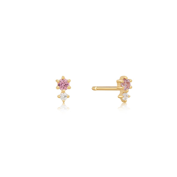 Ania Haie 14kt Gold White and Pink Sapphire Stud Earrings EAU006-01YG