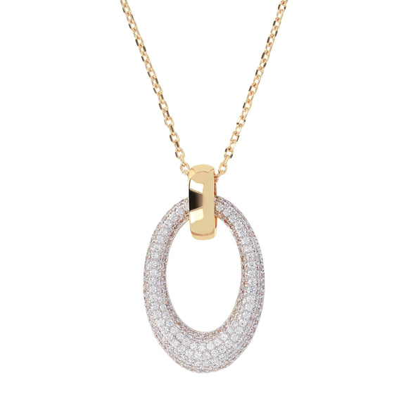 Bronzallure Altissima Golden Oval Pavé Pendant Necklace| The Jewellery Boutique