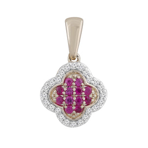 Ruby Pendant with 0.07ct Diamonds in 9K Yellow Gold