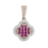 Ruby Pendant with 0.07ct Diamonds in 9K Yellow Gold