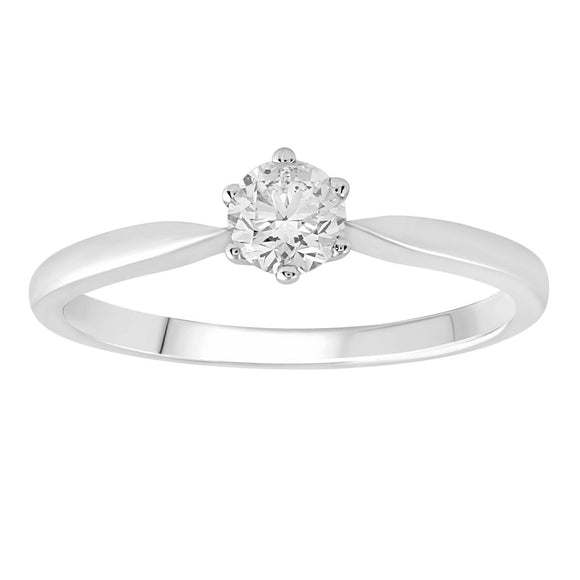 Solitaire Ring with 0.33ct Diamonds in 9K White Gold